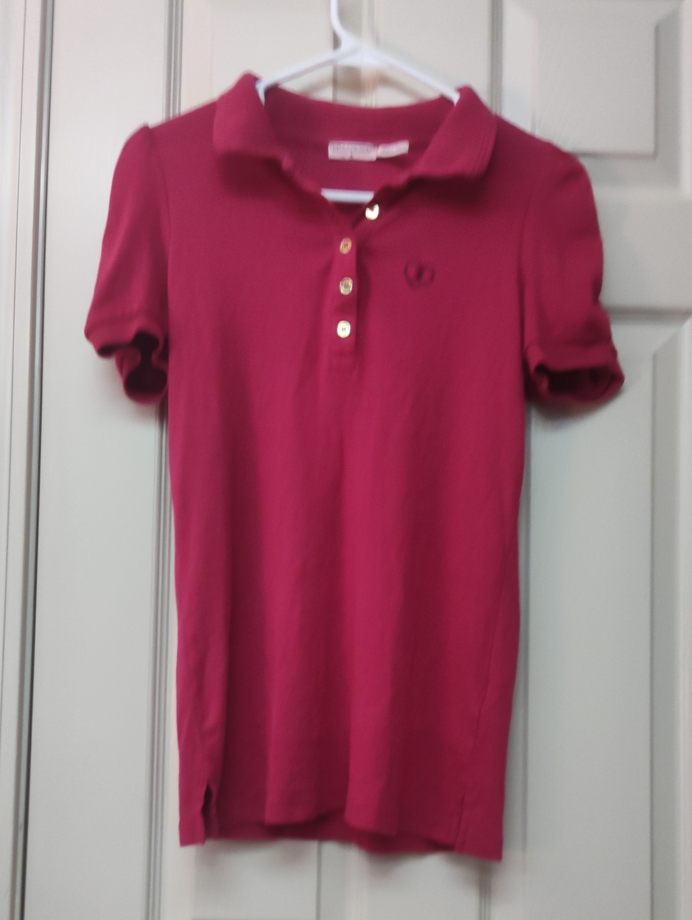 Juicy Couture Hot Pink Polo Shirt with Gold Buttons
